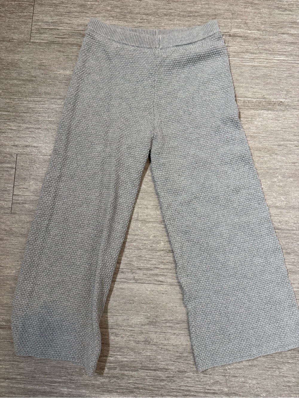 FP Beach Free People Gray Knit Wide Leg Lounge Pants Soft Cozy Coastal Grandma